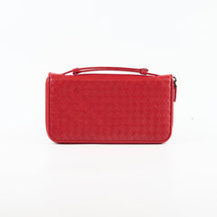 Bottega Veneta Intrecciato Piccolo Top handle Long Wallet Red
