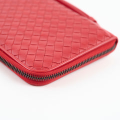 Bottega Veneta Intrecciato Piccolo Top handle Long Wallet Red