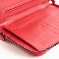 Bottega Veneta Intrecciato Piccolo Top handle Long Wallet Red