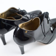 Chanel Ankle Boots Patent Black Size 39C