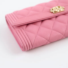 Chanel Boy Caviar Long Wallet Pink