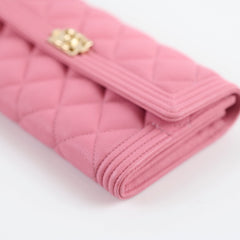 Chanel Boy Caviar Long Wallet Pink