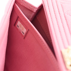 Chanel Boy Caviar Long Wallet Pink