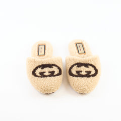 Gucci Shearling Mules Beige Size 38