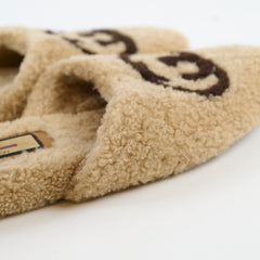 Gucci Shearling Mules Beige Size 38