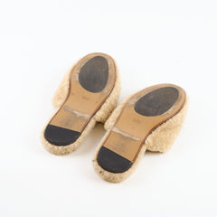 Gucci Shearling Mules Beige Size 38