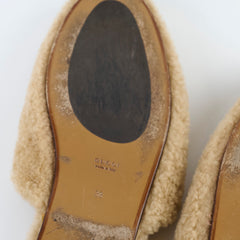 Gucci Shearling Mules Beige Size 38