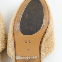 Gucci Shearling Mules Beige Size 38