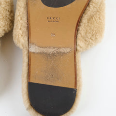 Gucci Shearling Mules Beige Size 38