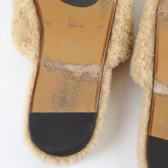 Gucci Shearling Mules Beige Size 38
