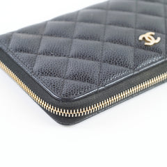 Chanel Quilted Caviar Long Wallet Black