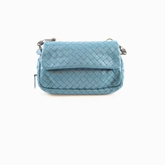 Bottega Veneta Small Nappa Intrecciato Chain bag Teal Blue