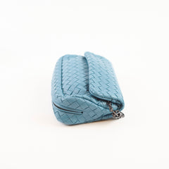 Bottega Veneta Small Nappa Intrecciato Chain bag Teal Blue