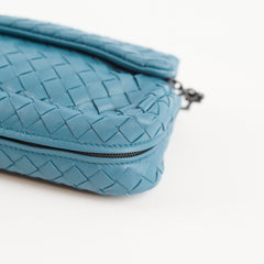 Bottega Veneta Small Nappa Intrecciato Chain bag Teal Blue