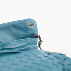 Bottega Veneta Small Nappa Intrecciato Chain bag Teal Blue