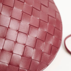 Bottega Veneta Round Intrecciato Crossbody Burgundy