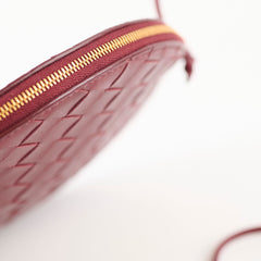Bottega Veneta Round Intrecciato Crossbody Burgundy