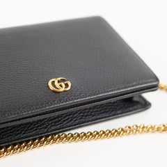 Gucci Marmont Wallet On Chain Grained Leather Black