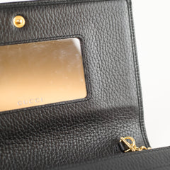 Gucci Marmont Wallet On Chain Grained Leather Black