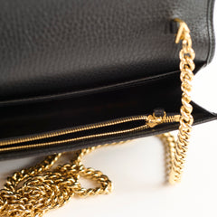 Gucci Marmont Wallet On Chain Grained Leather Black