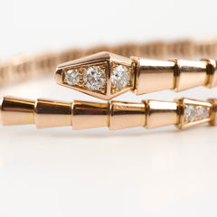 Bvlgari Serpenti Viper Bracelet 18k Rose Gold with Diamonds Size S