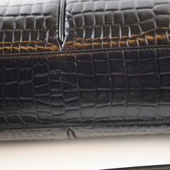 Saint Laurent Claude Croc Embossed Black Shopping Tote