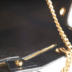 Saint Laurent Claude Croc Embossed Black Shopping Tote