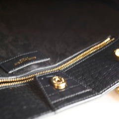 Saint Laurent Claude Croc Embossed Black Shopping Tote