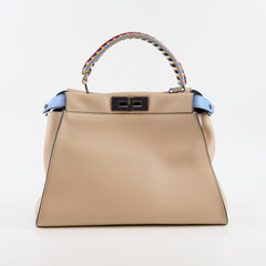 Fendi Medium Peekaboo I See U Braided Handle Calfskin Dove Grey