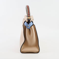 Fendi Medium Peekaboo I See U Braided Handle Calfskin Dove Grey