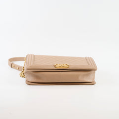 Chanel New Medium Boy Quilted Caviar Dark Beige (Series 27)
