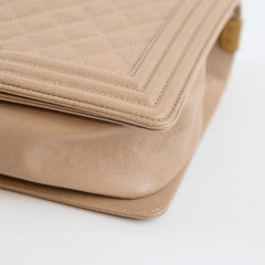 Chanel New Medium Boy Quilted Caviar Dark Beige (Series 27)
