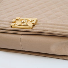 Chanel New Medium Boy Quilted Caviar Dark Beige (Series 27)