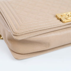 Chanel New Medium Boy Quilted Caviar Dark Beige (Series 27)