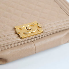 Chanel New Medium Boy Quilted Caviar Dark Beige (Series 27)