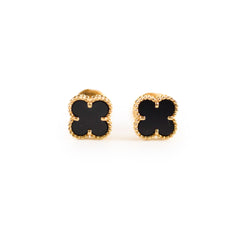 Van Cleef & Arpels VCA Sweet Alhambra Onyx Gold Earrings