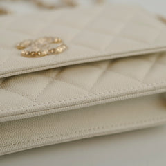 Chanel Wallet on Chain WOC White Caviar Microchip