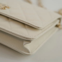 Chanel Wallet on Chain WOC White Caviar Microchip