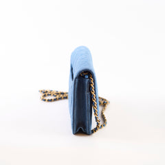 Chanel Denim WOC Wallet On Chain  Pearl Crush Microchip