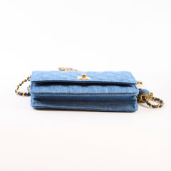 Chanel Denim WOC Wallet On Chain  Pearl Crush Microchip