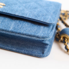 Chanel Denim WOC Wallet On Chain  Pearl Crush Microchip