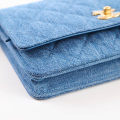 Chanel Denim WOC Wallet On Chain  Pearl Crush Microchip