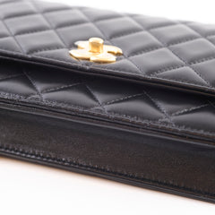 Chanel Wallet On Chain WOC Lambskin Black GHW Microchip Pearl Crush