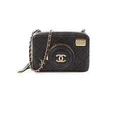 Chanel Coco Clip Camera Bag Quilted Lambskin Black Microchip