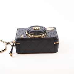 Chanel Coco Clip Camera Bag Quilted Lambskin Black Microchip