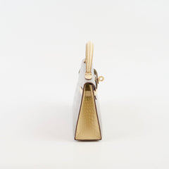Hermes Mini Kelly Alligator Mississippiensis Gris Perle/Vanilla - U stamp