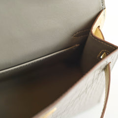 Hermes Mini Kelly Alligator Mississippiensis Gris Perle/Vanilla - U stamp