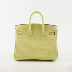 Hermes Birkin 25 Crocodile Porosus Jaune Bourge - Z Stamp