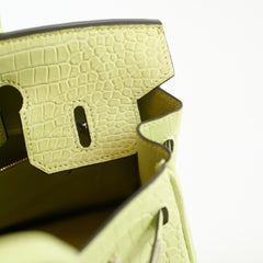 Hermes Birkin 25 Crocodile Porosus Jaune Bourge - Z Stamp