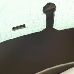 Hermes Birkin 25 Alligator Mississippiensis Verte D'eau/Gris Perle - U Stamp